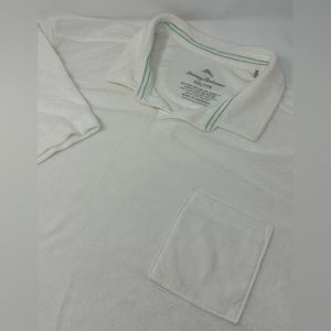 Tommy Bahama Pima Cotton Blend Soft Microfiber Polo White Sz 2XL Shirt Pocket S8